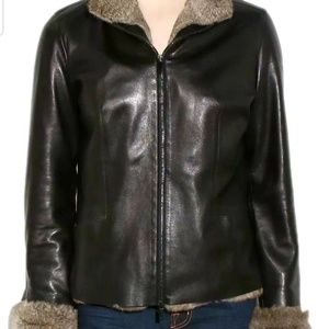 Gucci Fur Black Leather Jacket...42